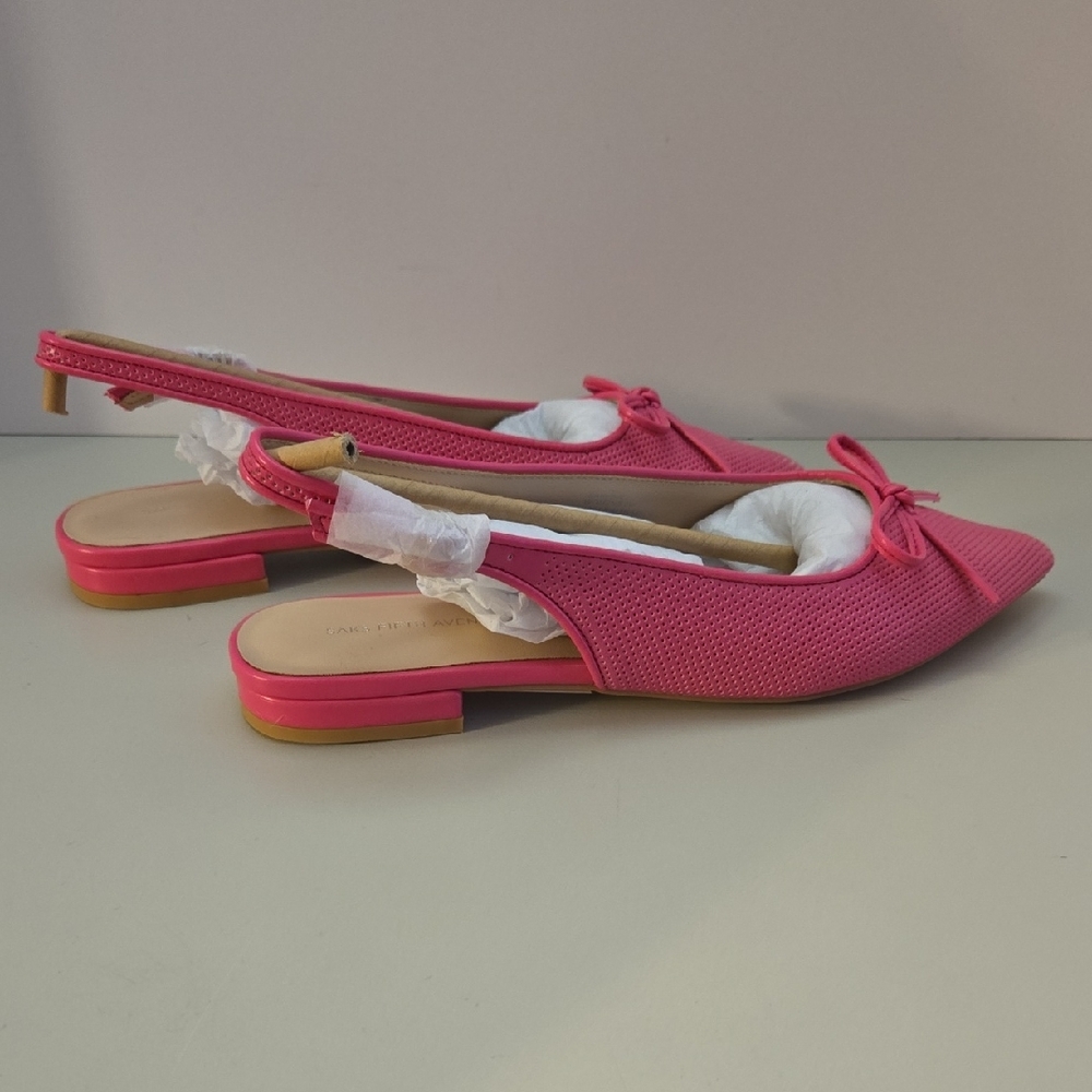 NWT Saks Fifth Avenue Sarena Bow Slingback Ballet Flats, Pink, Size 7 - Picture 4 of 7